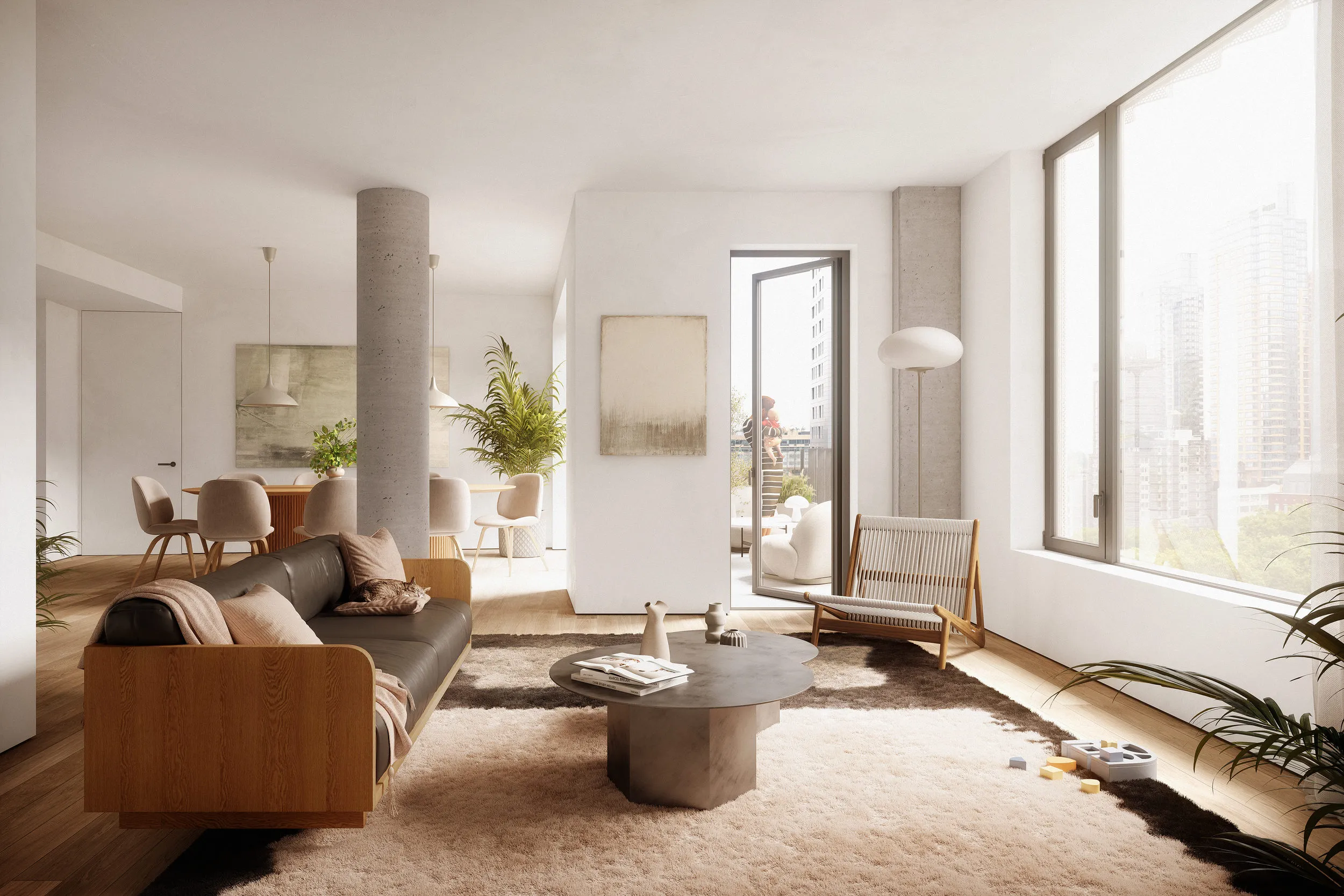 Unit 8 living at 9 Chapel Street, New York. CGI by Darcstudio for Tankhouse.