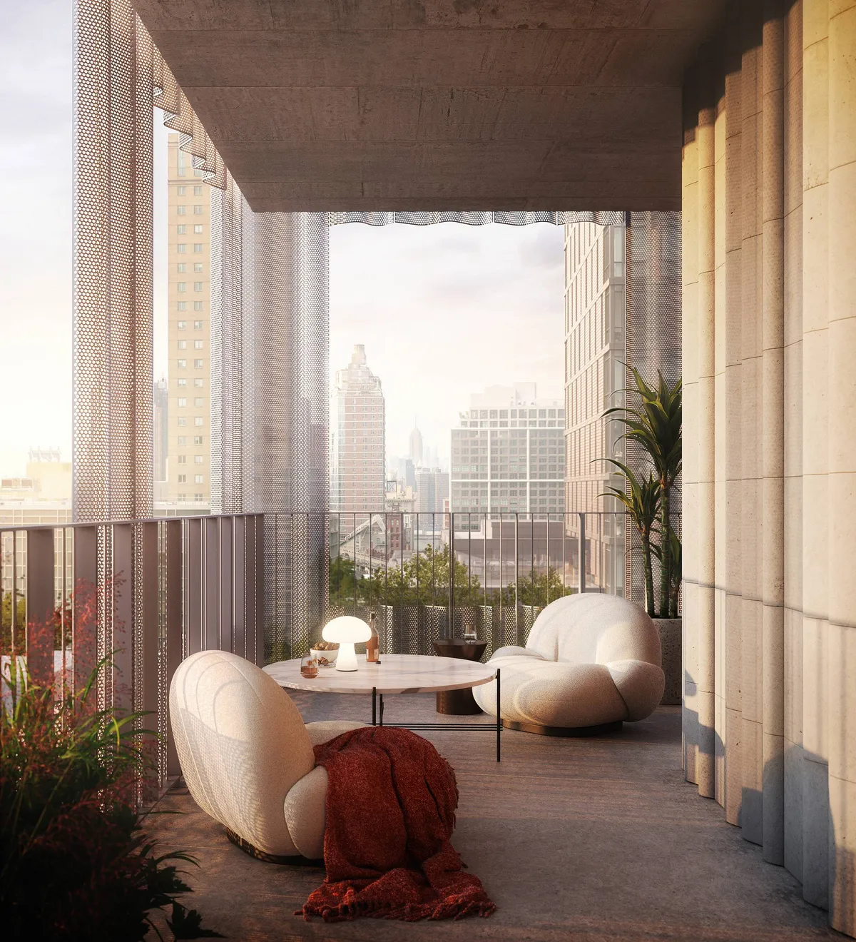 Unit 8 terrace at 9 Chapel Street, New York. CGI by Darcstudio for Tankhouse.