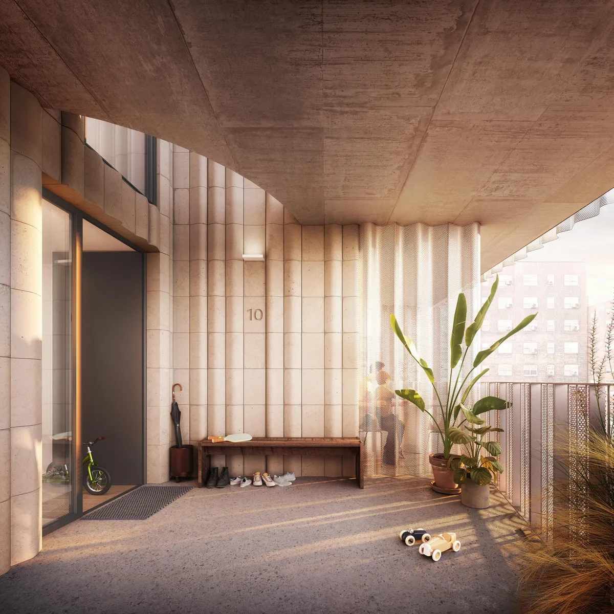 Unit 9 entrance at 9 Chapel Street, New York. CGI by Darcstudio for Tankhouse.