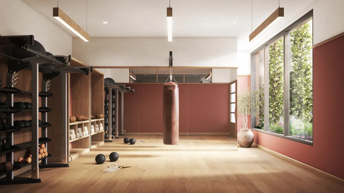 Boxing studio at Bergen, Boerum Hill, Brooklyn. CGI by Darcstudio for Avdoo + Partners and Taller Frida Escobedo.