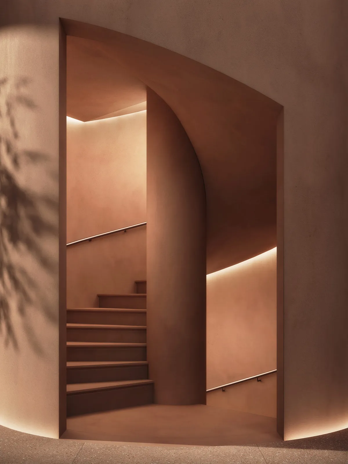 Lobby staircase vignette at Bergen, Boerum Hill, Brooklyn. CGI by Darcstudio for Avdoo + Partners and Taller Frida Escobedo.