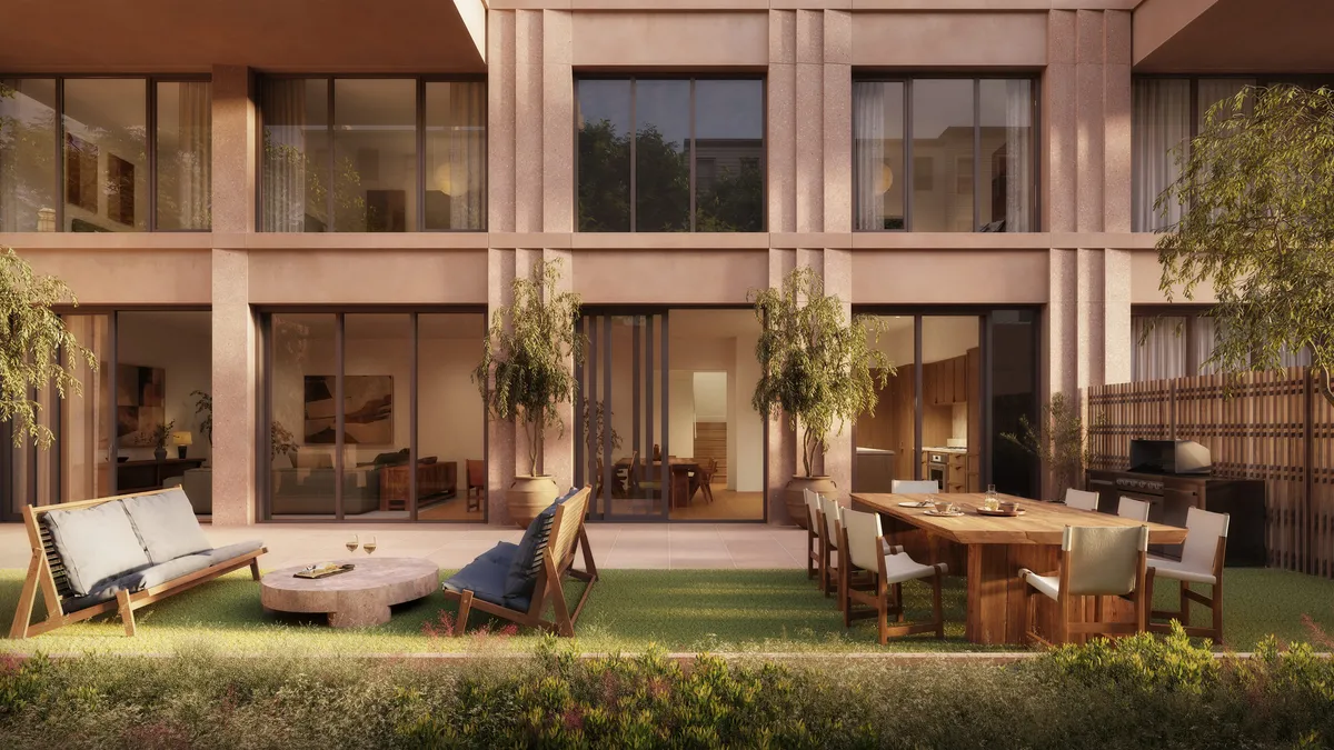 Residence 117e duplex garden at Bergen, Boerum Hill, Brooklyn. CGI by Darcstudio for Avdoo + Partners and Taller Frida Escobedo.