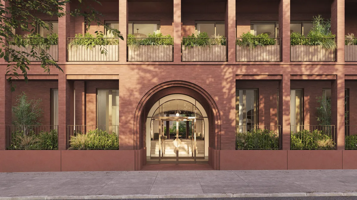 Entrance at Boerum Place, Boerum Hill, Brooklyn. CGI by Darcstudio for Avdoo + Partners and Brent Buck Architects.