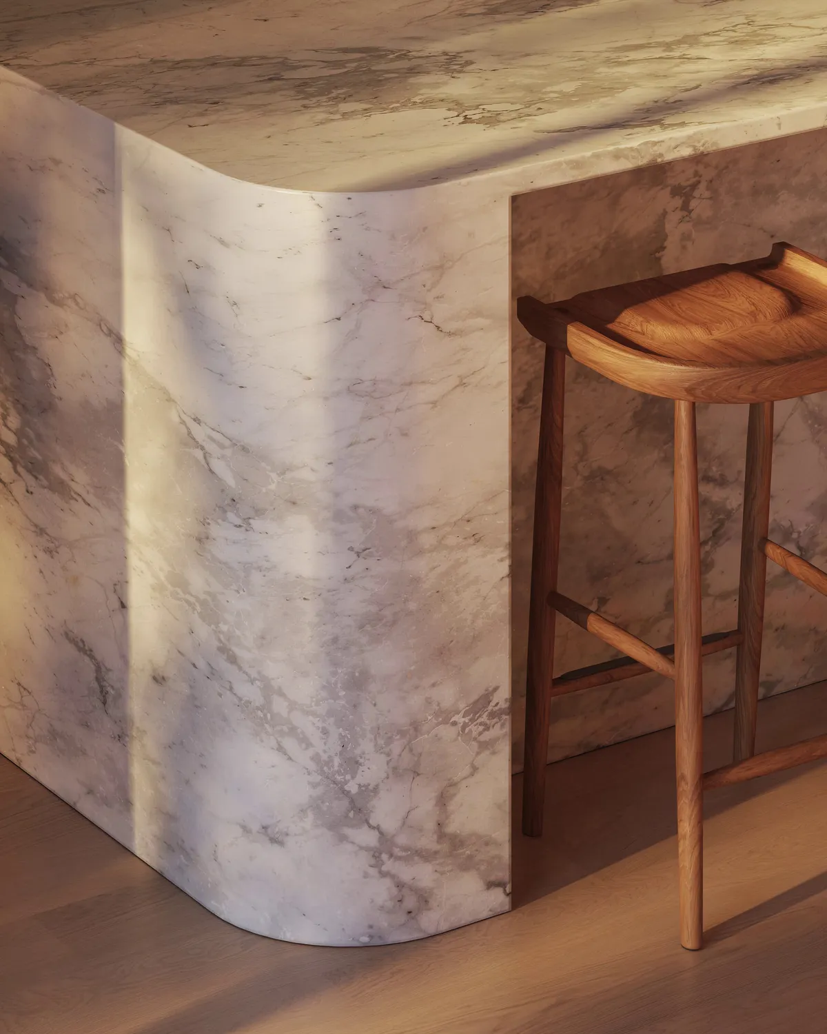 Kitchen detail at Boerum Place, Boerum Hill, Brooklyn. CGI by Darcstudio for Avdoo + Partners and Brent Buck Architects.