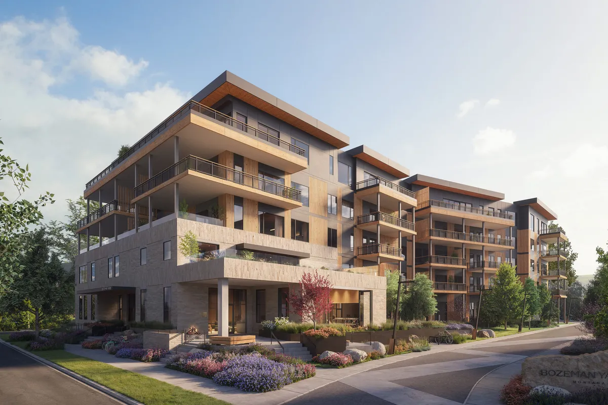 Exterior street no people at Bozeman Yards, Bozeman, Montana. CGI by Darcstudio for Streetsense.