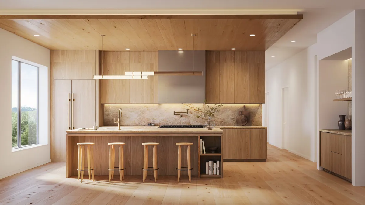 Kitchen at Bozeman Yards, Bozeman, Montana. CGI by Darcstudio for Streetsense.