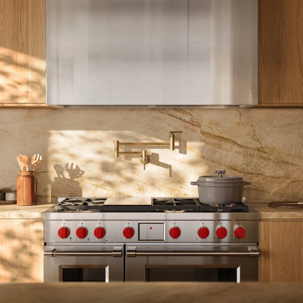 Kitchen range detail at Bozeman Yards, Bozeman, Montana. CGI by Darcstudio for Streetsense.