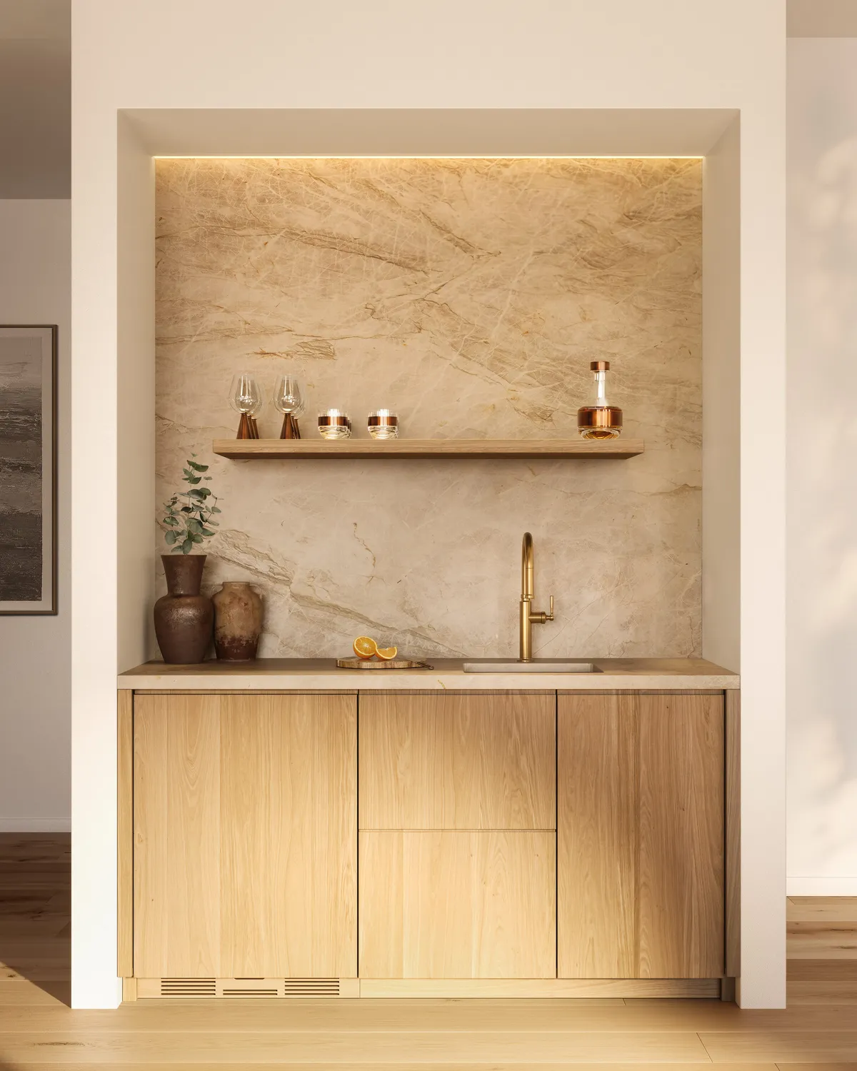 Wet bar at Bozeman Yards, Bozeman, Montana. CGI by Darcstudio for Streetsense.