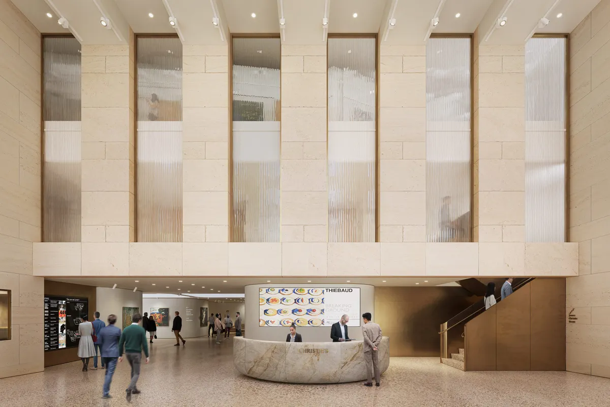 Lobby at Christie’s, New York. CGI by Darcstudio for PAU.