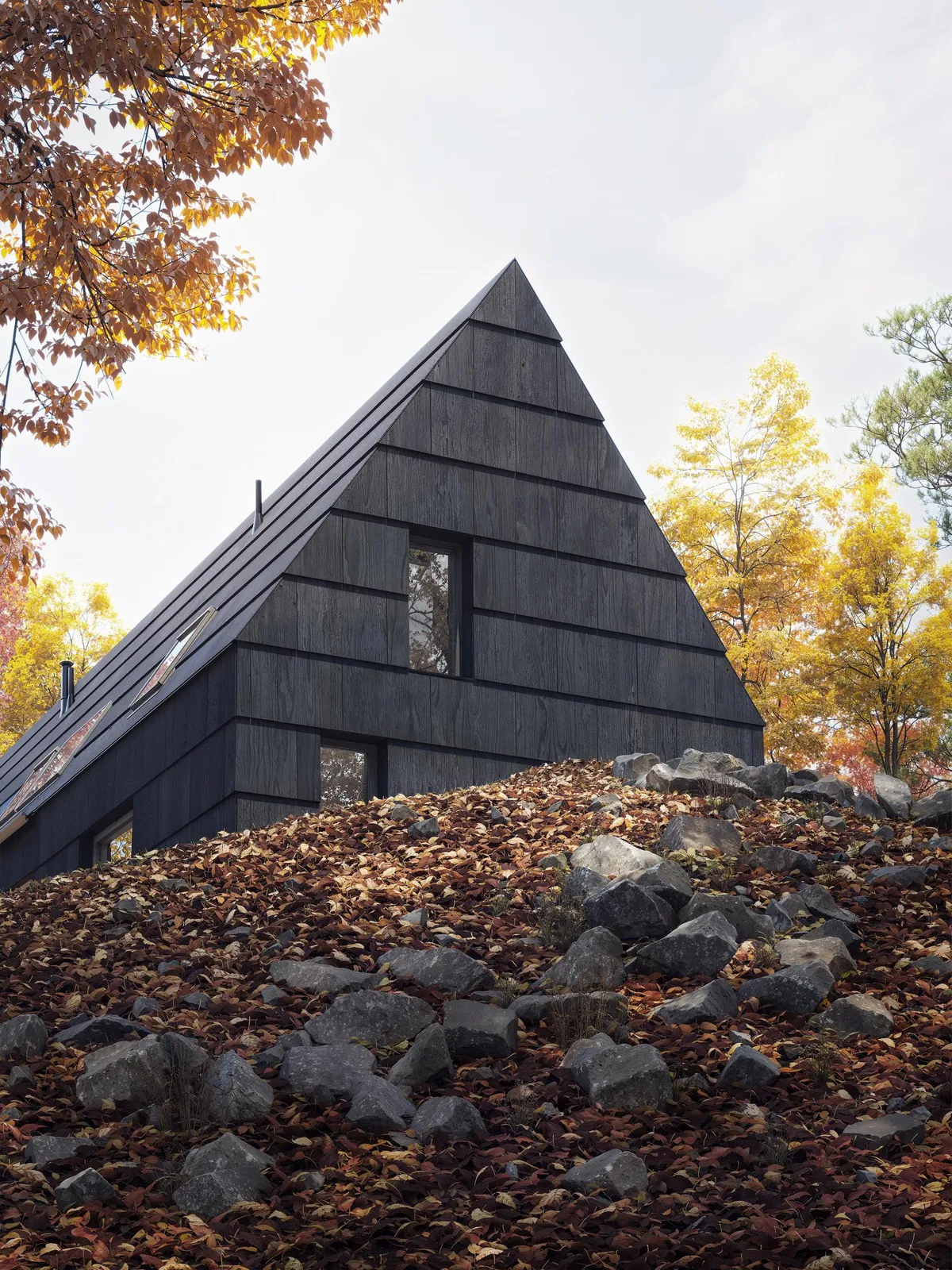 Exterior at Echo Pond. CGI by Darcstudio for Of Possible.