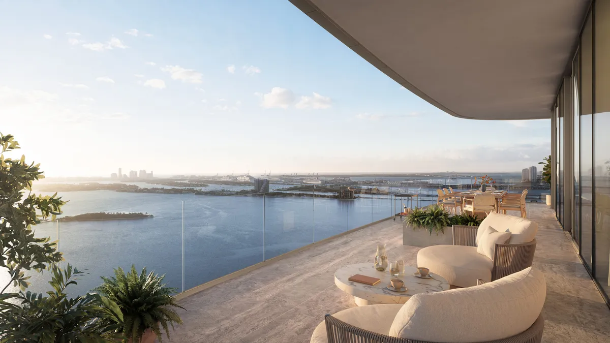 Balcony at Lilli, Edgewater, Miami. CGI by Darcstudio for OKO Group and Adrian Smith + Gordon Gill Architecture.