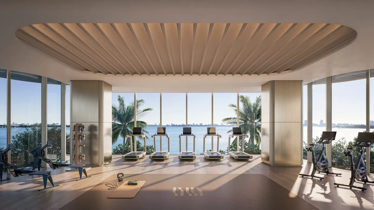 Gym at Lilli, Edgewater, Miami. CGI by Darcstudio for OKO Group and Adrian Smith + Gordon Gill Architecture.