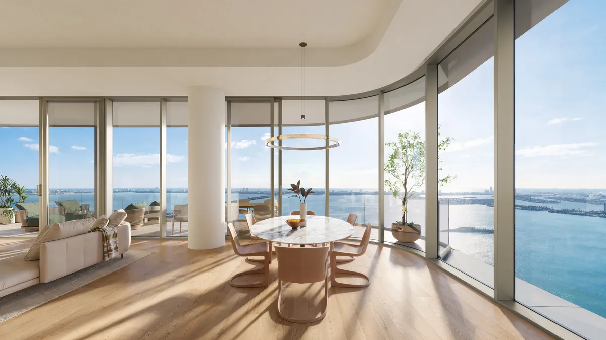 Living room east at Lilli, Edgewater, Miami. CGI by Darcstudio for OKO Group and Adrian Smith + Gordon Gill Architecture.
