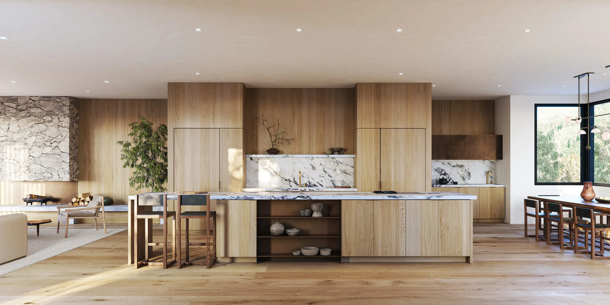Kitchen at NØMA, Vail, Colorado. CGI by Darcstudio for Alura Development.