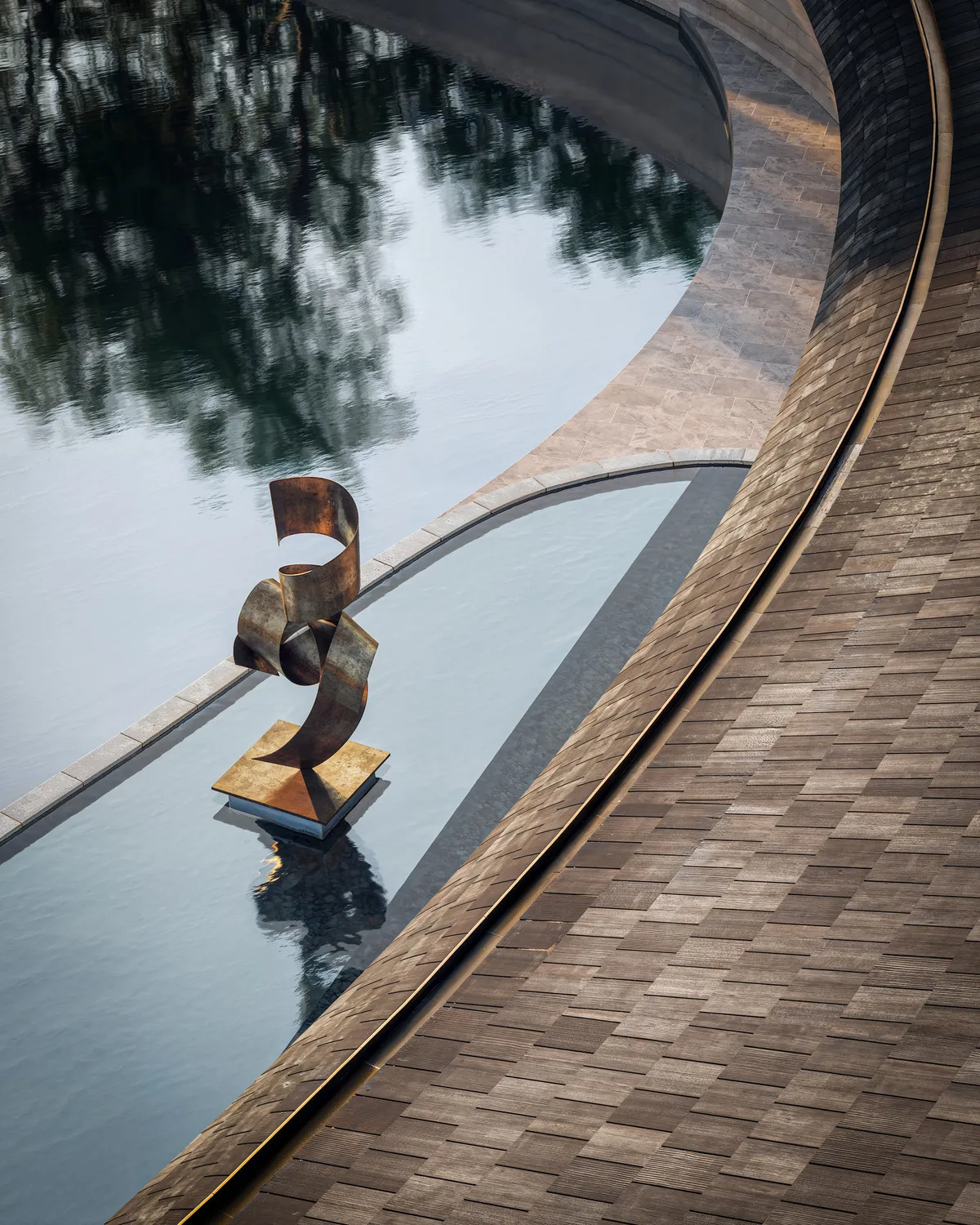 Roof detail at Reflection Gallery, a private art gallery. CGI by Darcstudio for Desai Chia Architecture.