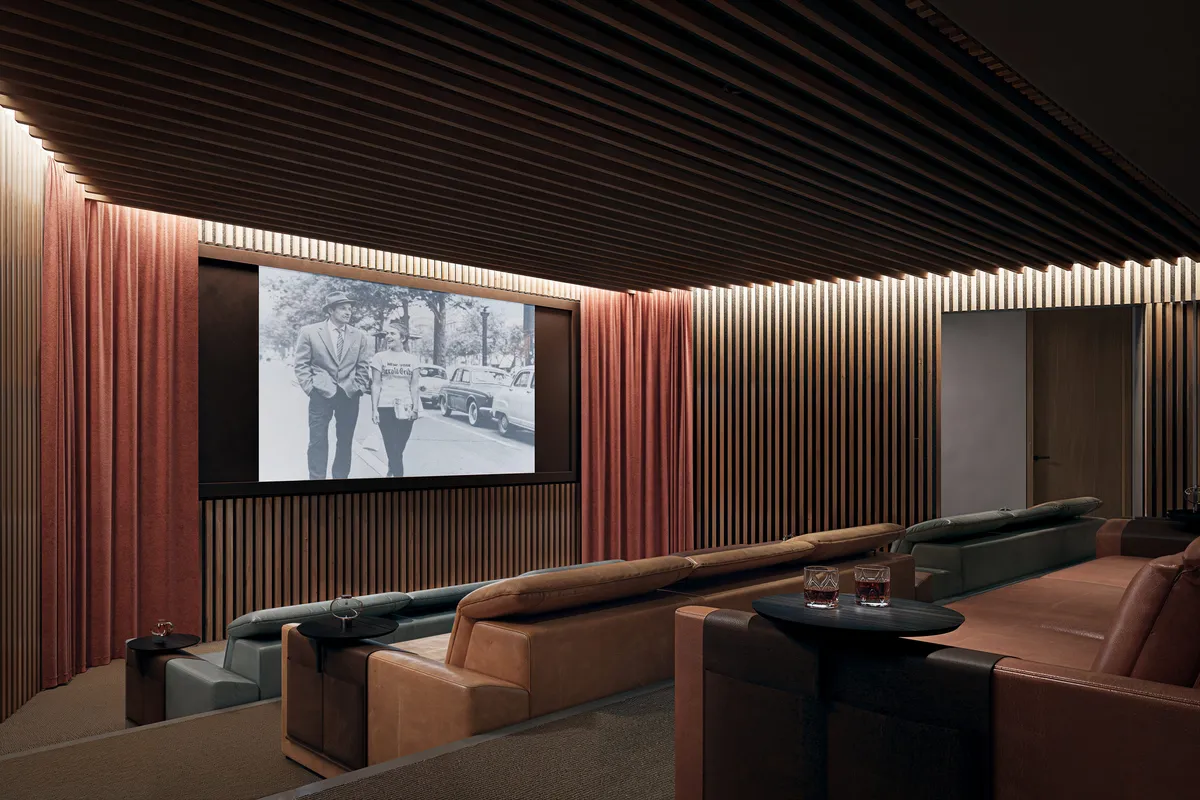 Screening room at Reflection Gallery, a private art gallery. CGI by Darcstudio for Desai Chia Architecture.