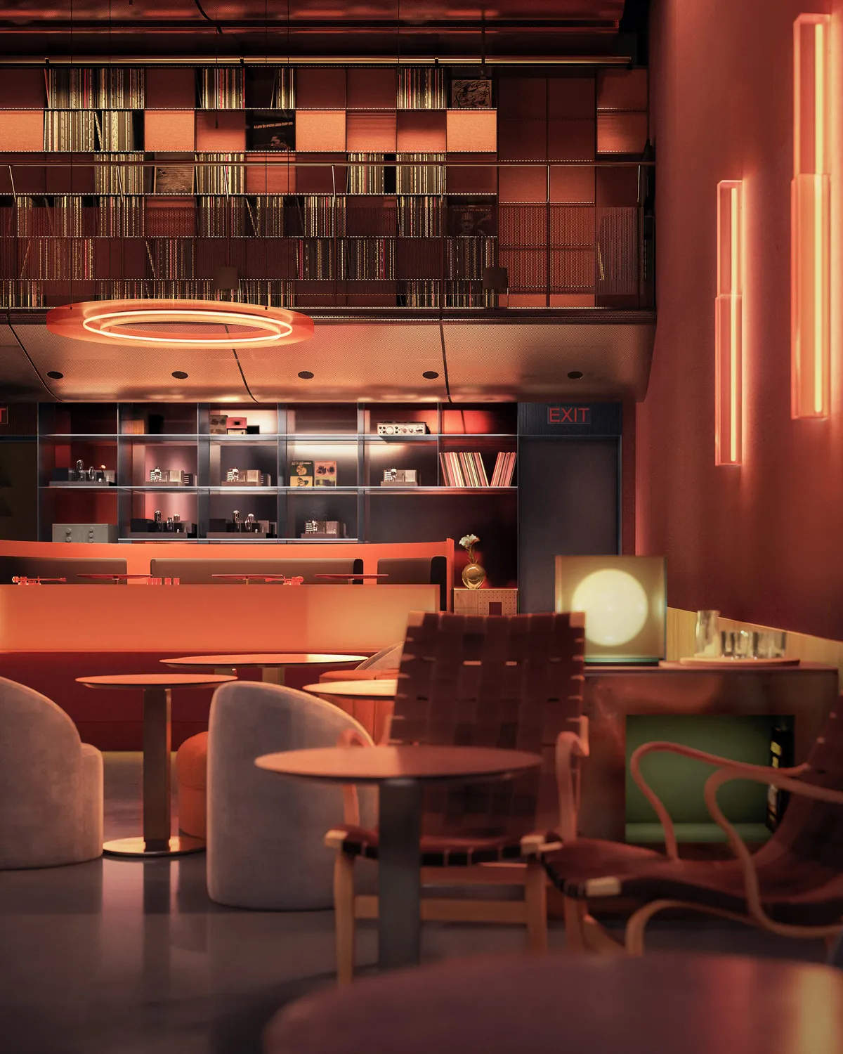 Bar detail at Stylus, Lower East Side, New York. CGI by Darcstudio for O’Neill Rose Architects.