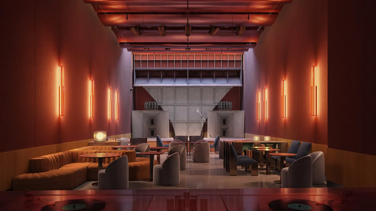 Lounge at Stylus, Lower East Side, New York. CGI by Darcstudio for O’Neill Rose Architects.