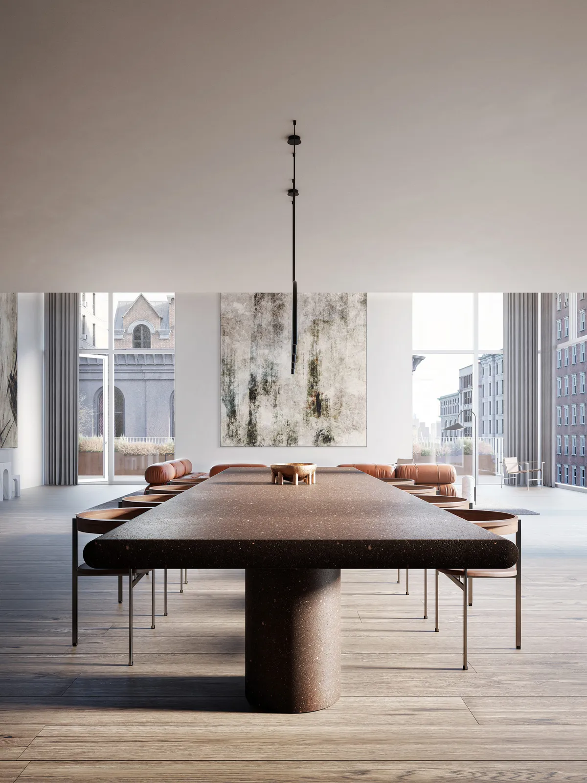 Dining table at Waters Penthouse, New York. CGI by Darcstudio for FAC Works.