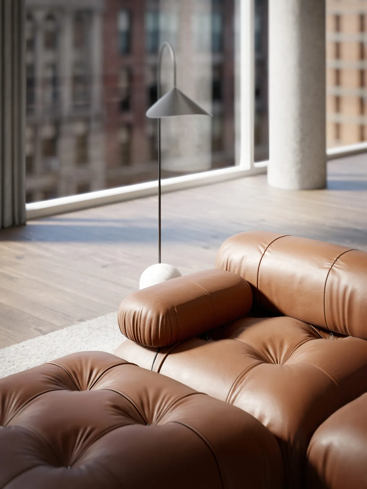Sofa detail at Waters Penthouse, New York. CGI by Darcstudio for FAC Works.